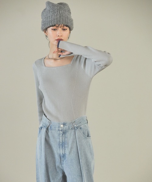 LAKOLE（ラコレ）の「12ゲージリブスクエアネックプルオーバー / 116709（ニット/セーター・レディース・その他1/ライトグリーン/アイボリー/ブラック/レモンイエロー/グレー・SMALL/MEDIUM/LARGE）」の16枚目の写真