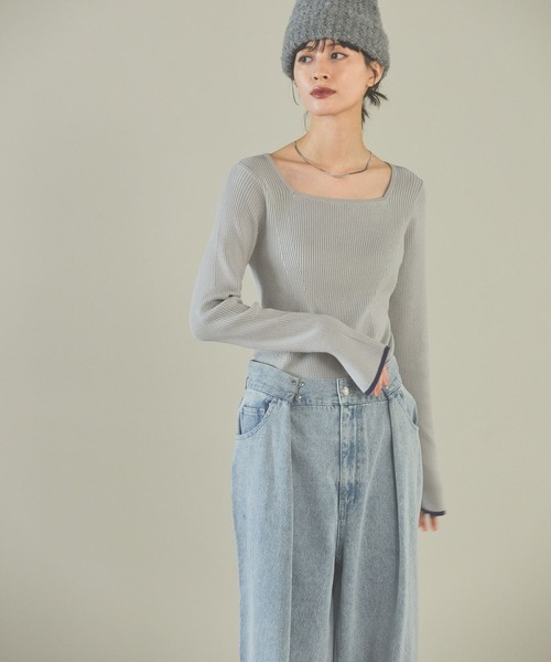 LAKOLE（ラコレ）の「12ゲージリブスクエアネックプルオーバー / 116709（ニット/セーター・レディース・その他1/ライトグリーン/アイボリー/ブラック/レモンイエロー/グレー・SMALL/MEDIUM/LARGE）」の18枚目の写真