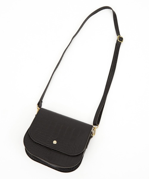 an meets zakka クロコ型押し合成皮革フラップショルダーバッグ / レディース メンズ ユニセックス クロコダイル柄 鞄 バック（ショルダーバッグ）｜ankoROCK（アンコロック）