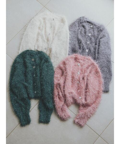 ehka sopo（エヘカソポ）の「シャギーラメカーディガン（カーディガン/ボレロ・レディース・ピンク/グリーン/キナリ/グレー・F）」の6枚目の写真