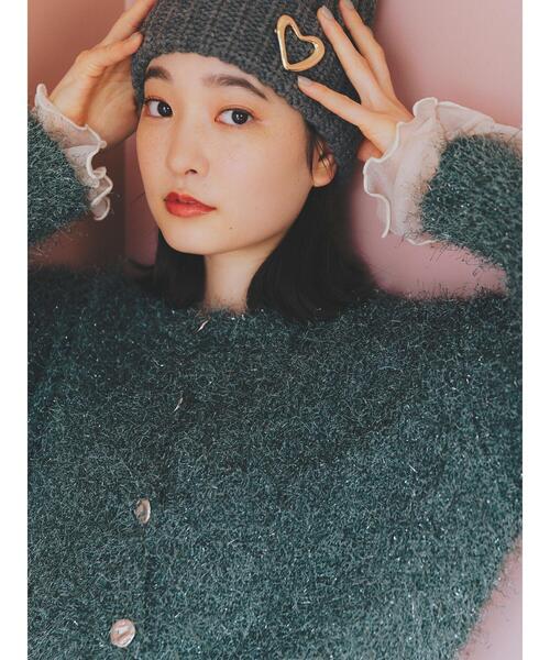 ehka sopo（エヘカソポ）の「シャギーラメカーディガン（カーディガン/ボレロ・レディース・ピンク/グリーン/キナリ/グレー・F）」の7枚目の写真