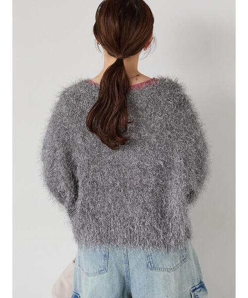 ehka sopo（エヘカソポ）の「シャギーラメカーディガン（カーディガン/ボレロ・レディース・ピンク/グリーン/キナリ/グレー・F）」の12枚目の写真