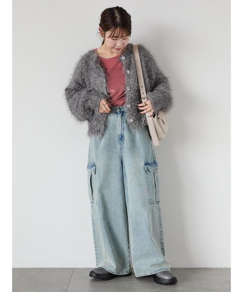 ehka sopo（エヘカソポ）の「シャギーラメカーディガン（カーディガン/ボレロ・レディース・ピンク/グリーン/キナリ/グレー・F）」の13枚目の写真