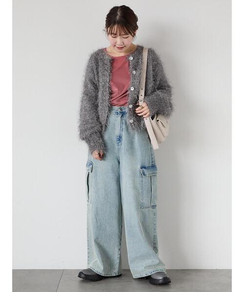 ehka sopo（エヘカソポ）の「シャギーラメカーディガン（カーディガン/ボレロ・レディース・ピンク/グリーン/キナリ/グレー・F）」の14枚目の写真