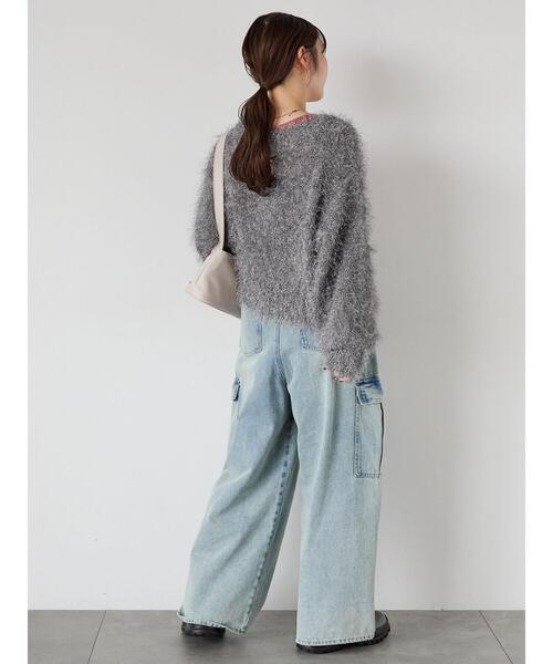 ehka sopo（エヘカソポ）の「シャギーラメカーディガン（カーディガン/ボレロ・レディース・ピンク/グリーン/キナリ/グレー・F）」の16枚目の写真