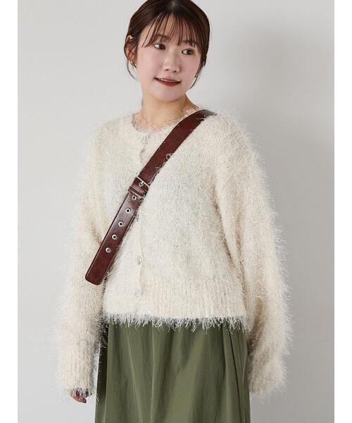 ehka sopo（エヘカソポ）の「シャギーラメカーディガン（カーディガン/ボレロ・レディース・ピンク/グリーン/キナリ/グレー・F）」の17枚目の写真