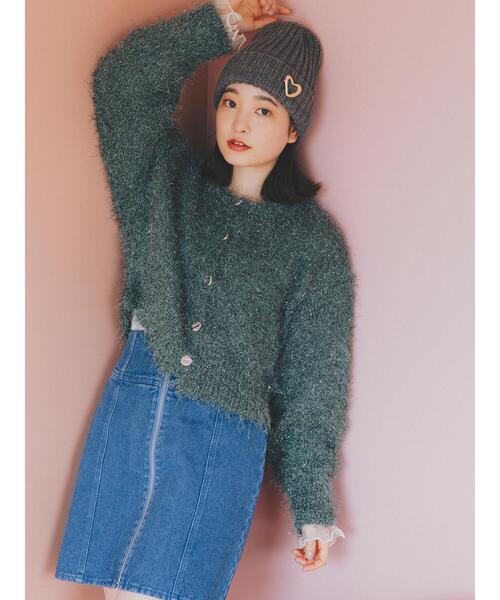 ehka sopo（エヘカソポ）の「シャギーラメカーディガン（カーディガン/ボレロ・レディース・ピンク/グリーン/キナリ/グレー・F）」の3枚目の写真