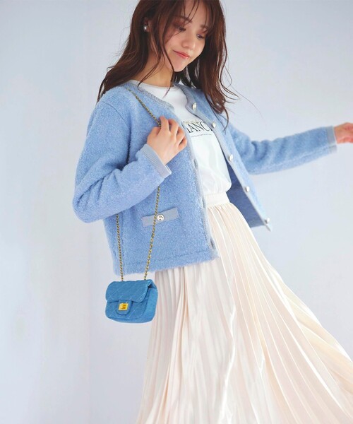 【セール】【洗える】ブークレー ニットジャケット（カーディガン/ボレロ）｜Feroux（フェルゥ）