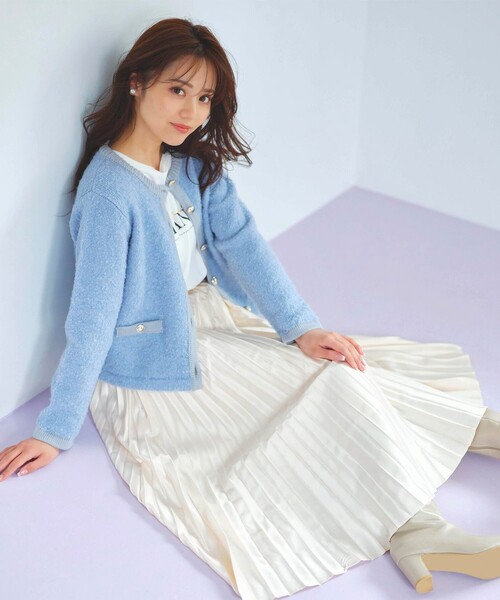 【セール】【洗える】ブークレー ニットジャケット（カーディガン/ボレロ）｜Feroux（フェルゥ）