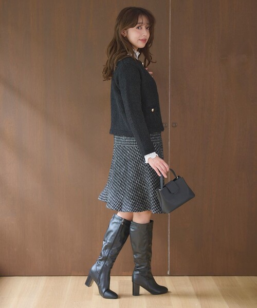 【セール】【洗える】ブークレー ニットジャケット（カーディガン/ボレロ）｜Feroux（フェルゥ）