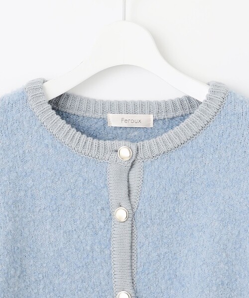 【セール】【洗える】ブークレー ニットジャケット（カーディガン/ボレロ）｜Feroux（フェルゥ）