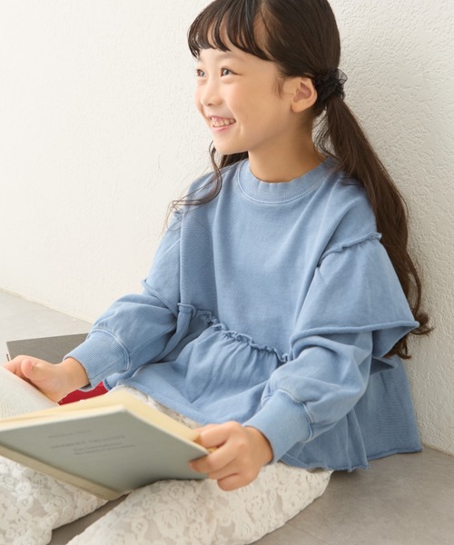 CIAOPANIC TYPY（チャオパニックティピー）の「【お気に入り数3000人突破！】【KIDS】フリルピグメント加工スウェット（スウェット・キッズ・グレー/サックスブルー/チャコールグレー・SMALL/XX-LARGE/X-LARGE/LARGE/MEDIUM）」の6枚目の写真