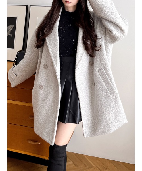 MIIA（ミーア）の「コクーンミドルコート（その他アウター・レディース・オフホワイト/ブラック/ライトグレー・FREE）」の3枚目の写真