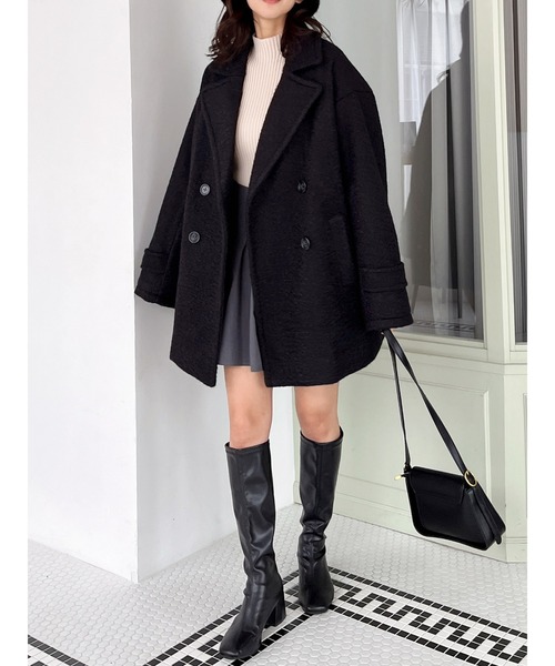 MIIA（ミーア）の「コクーンミドルコート（その他アウター・レディース・オフホワイト/ブラック/ライトグレー・FREE）」の2枚目の写真