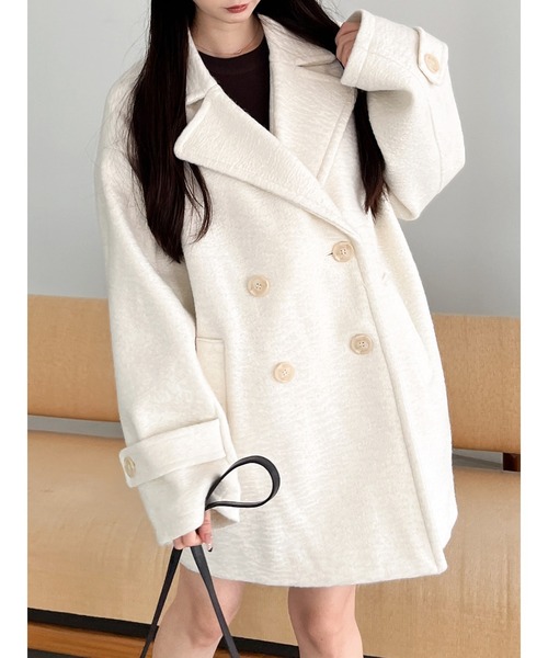 MIIA（ミーア）の「コクーンミドルコート（その他アウター・レディース・オフホワイト/ブラック/ライトグレー・FREE）」の5枚目の写真