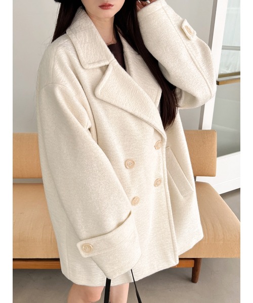 MIIA（ミーア）の「コクーンミドルコート（その他アウター・レディース・オフホワイト/ブラック/ライトグレー・FREE）」の6枚目の写真