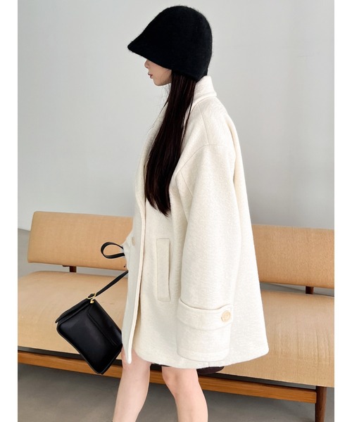 MIIA（ミーア）の「コクーンミドルコート（その他アウター・レディース・オフホワイト/ブラック/ライトグレー・FREE）」の7枚目の写真