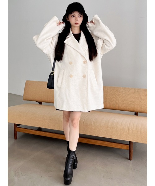 MIIA（ミーア）の「コクーンミドルコート（その他アウター・レディース・オフホワイト/ブラック/ライトグレー・FREE）」の8枚目の写真