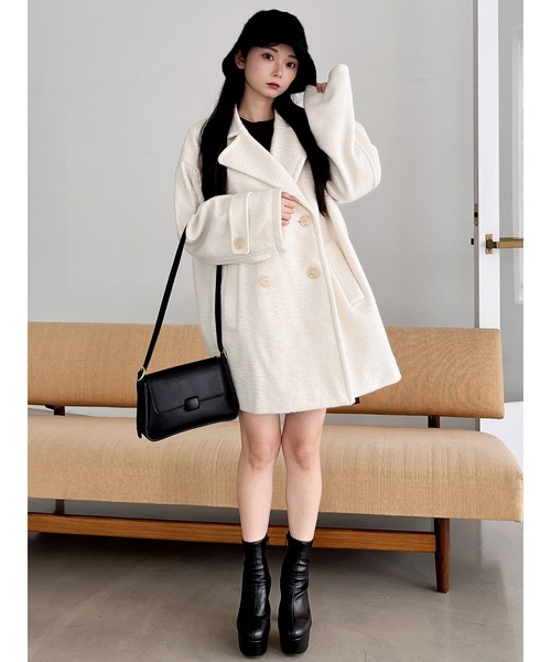 MIIA（ミーア）の「コクーンミドルコート（その他アウター・レディース・オフホワイト/ブラック/ライトグレー・FREE）」の9枚目の写真