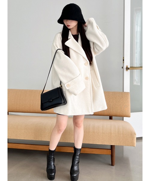 MIIA（ミーア）の「コクーンミドルコート（その他アウター・レディース・オフホワイト/ブラック/ライトグレー・FREE）」の10枚目の写真