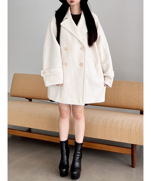 MIIA（ミーア）の「コクーンミドルコート（その他アウター・レディース・オフホワイト/ブラック/ライトグレー・FREE）」の12枚目の写真