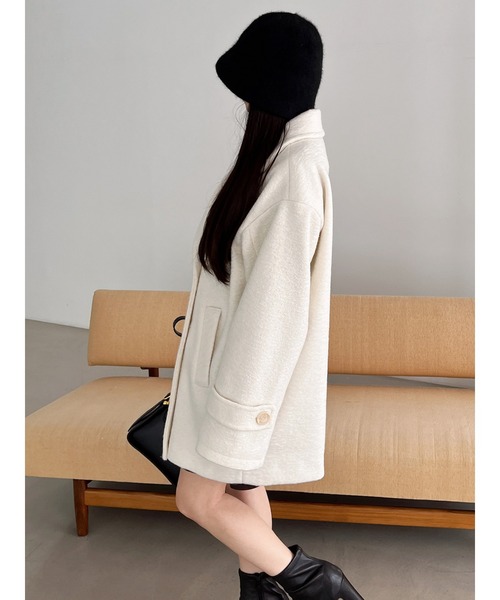 MIIA（ミーア）の「コクーンミドルコート（その他アウター・レディース・オフホワイト/ブラック/ライトグレー・FREE）」の13枚目の写真