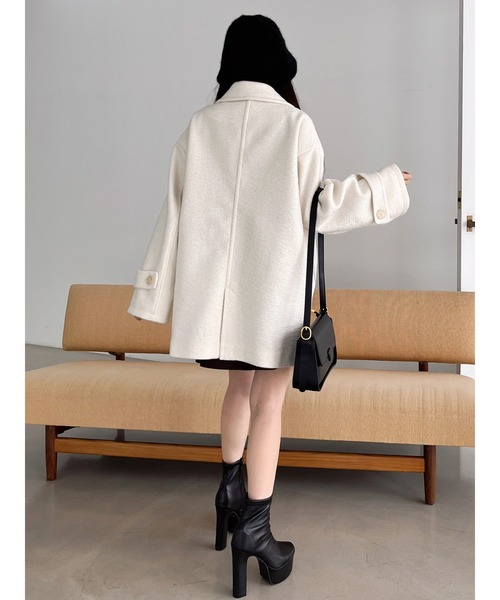 MIIA（ミーア）の「コクーンミドルコート（その他アウター・レディース・オフホワイト/ブラック/ライトグレー・FREE）」の14枚目の写真