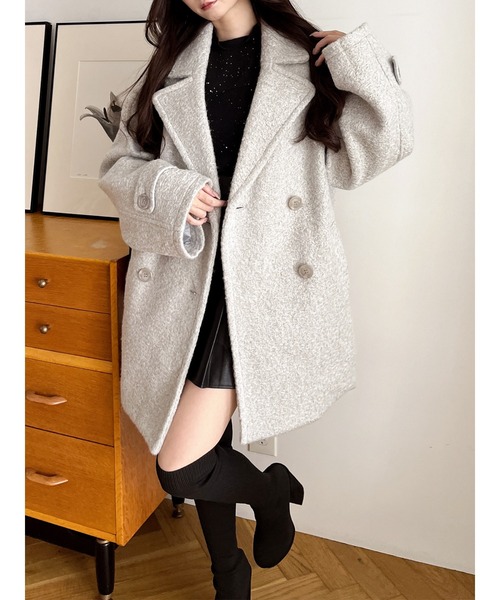 MIIA（ミーア）の「コクーンミドルコート（その他アウター・レディース・オフホワイト/ブラック/ライトグレー・FREE）」の15枚目の写真