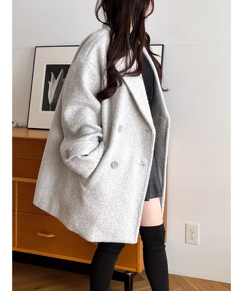 MIIA（ミーア）の「コクーンミドルコート（その他アウター・レディース・オフホワイト/ブラック/ライトグレー・FREE）」の17枚目の写真