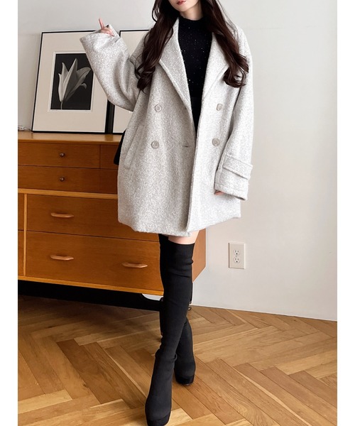 MIIA（ミーア）の「コクーンミドルコート（その他アウター・レディース・オフホワイト/ブラック/ライトグレー・FREE）」の18枚目の写真