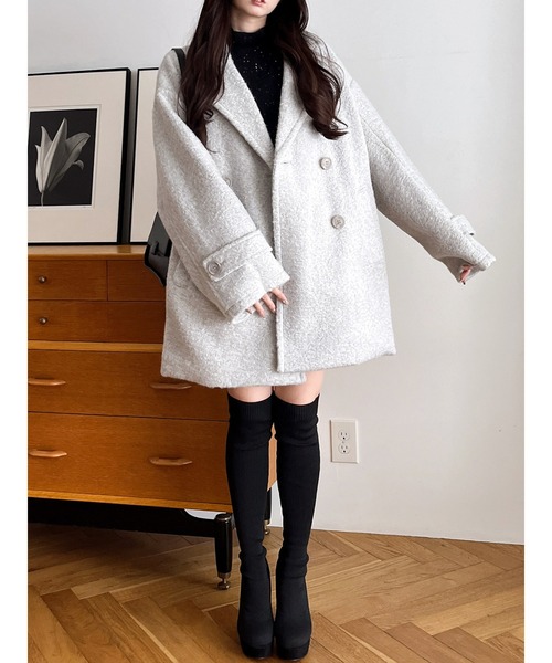 MIIA（ミーア）の「コクーンミドルコート（その他アウター・レディース・オフホワイト/ブラック/ライトグレー・FREE）」の19枚目の写真