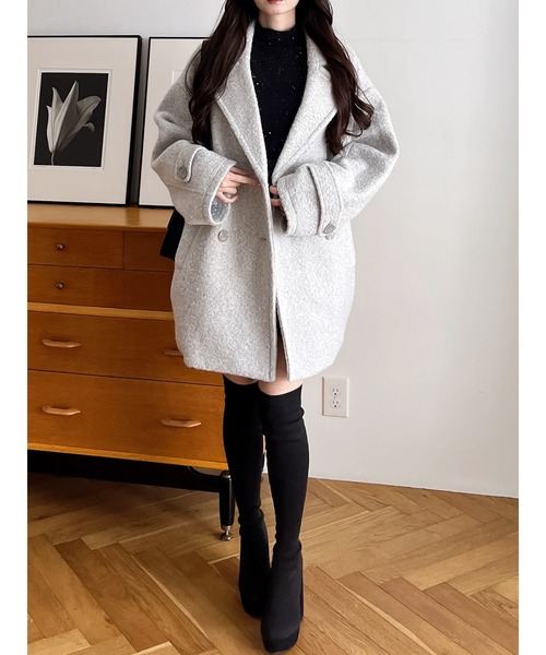 MIIA（ミーア）の「コクーンミドルコート（その他アウター・レディース・オフホワイト/ブラック/ライトグレー・FREE）」の20枚目の写真