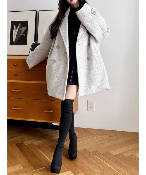 MIIA（ミーア）の「コクーンミドルコート（その他アウター・レディース・オフホワイト/ブラック/ライトグレー・FREE）」の21枚目の写真