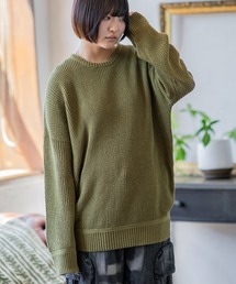 ラーベン編み コットン クルーネック ニット