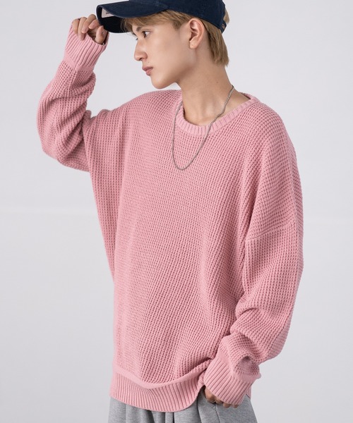 improves(インプローブス)の「ラーベン編み コットン クルーネック ニット(ニット/セーター・メンズ・グレー/ブラック/カーキ/ベージュ/ネイビー/ホワイト/ブラウン/ピンク・MEDIUM/LARGE)」の8枚目の写真