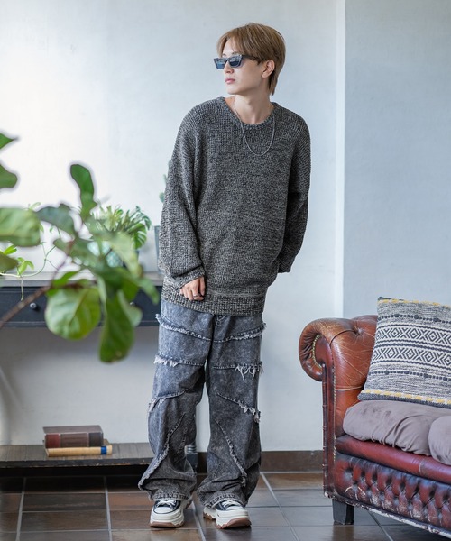 improves(インプローブス)の「ラーベン編み コットン クルーネック ニット(ニット/セーター・メンズ・グレー/ブラック/カーキ/ベージュ/ネイビー/ホワイト/ブラウン/ピンク・MEDIUM/LARGE)」の18枚目の写真