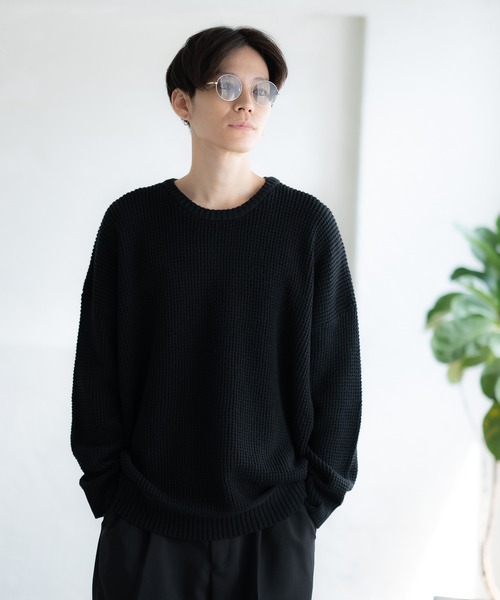 improves(インプローブス)の「ラーベン編み コットン クルーネック ニット(ニット/セーター・メンズ・グレー/ブラック/カーキ/ベージュ/ネイビー/ホワイト/ブラウン/ピンク・MEDIUM/LARGE)」の12枚目の写真