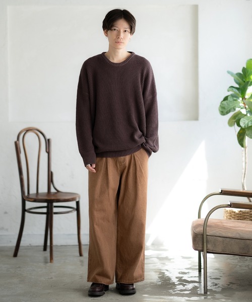 improves(インプローブス)の「ラーベン編み コットン クルーネック ニット(ニット/セーター・メンズ・グレー/ブラック/カーキ/ベージュ/ネイビー/ホワイト/ブラウン/ピンク・MEDIUM/LARGE)」の21枚目の写真