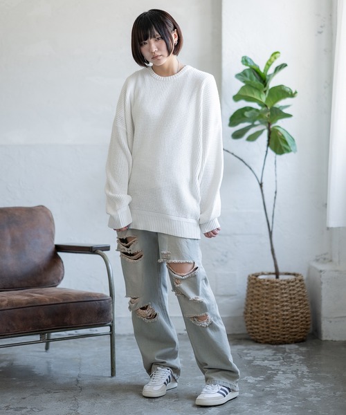 improves(インプローブス)の「ラーベン編み コットン クルーネック ニット(ニット/セーター・メンズ・グレー/ブラック/カーキ/ベージュ/ネイビー/ホワイト/ブラウン/ピンク・MEDIUM/LARGE)」の11枚目の写真