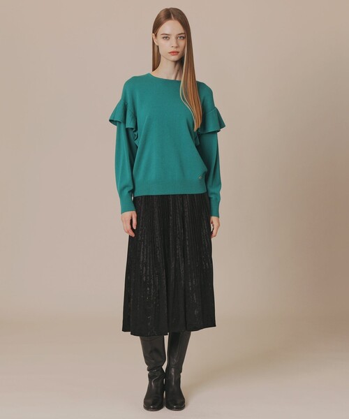 MACKINTOSH LONDON（マッキントッシュ ロンドン）の「【婦人画報掲載】クラッシュベロアプリーツスカート（スカート・レディース・グリーン系その他2/ブラック・38/36）」の3枚目の写真