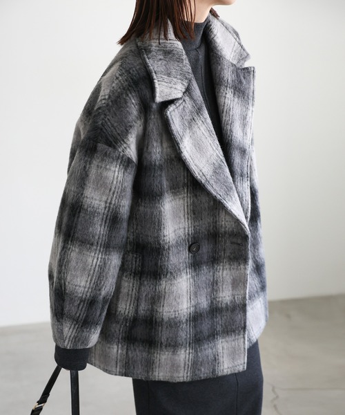 select MOCA（セレクトモカ）の「コクーンスリーブミドルチェスターコート（チェスターコート・レディース・グレー/アイボリー/ブラック・FREE）」の3枚目の写真