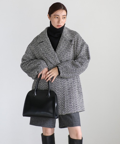 select MOCA（セレクトモカ）の「コクーンスリーブミドルチェスターコート（チェスターコート・レディース・グレー/アイボリー/ブラック・FREE）」の9枚目の写真