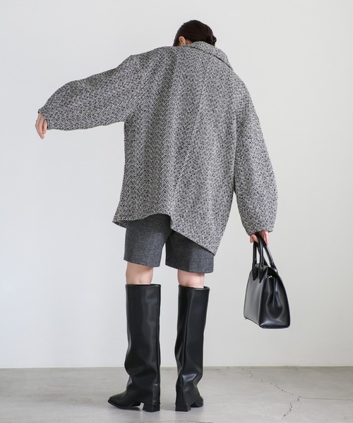 select MOCA（セレクトモカ）の「コクーンスリーブミドルチェスターコート（チェスターコート・レディース・グレー/アイボリー/ブラック・FREE）」の8枚目の写真