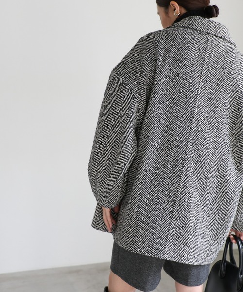 select MOCA（セレクトモカ）の「コクーンスリーブミドルチェスターコート（チェスターコート・レディース・グレー/アイボリー/ブラック・FREE）」の12枚目の写真