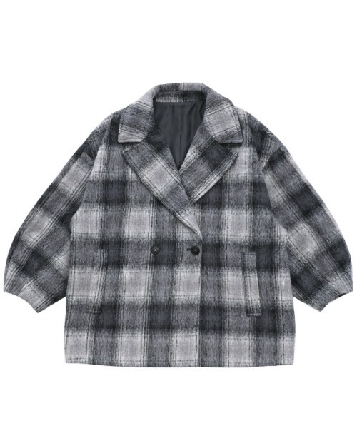 select MOCA（セレクトモカ）の「コクーンスリーブミドルチェスターコート（チェスターコート・レディース・グレー/アイボリー/ブラック・FREE）」の15枚目の写真