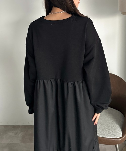 apres jour mignon(アプレジュールミニョン)の「リメイク風裏毛ワンピース【ZOZOTOWN限定アイテム】(ワンピース・レディース・ブラック/ブルー/ブラック系その他/ブラウン系その他・MEDIUM/X-LARGE/SMALL)」の7枚目の写真