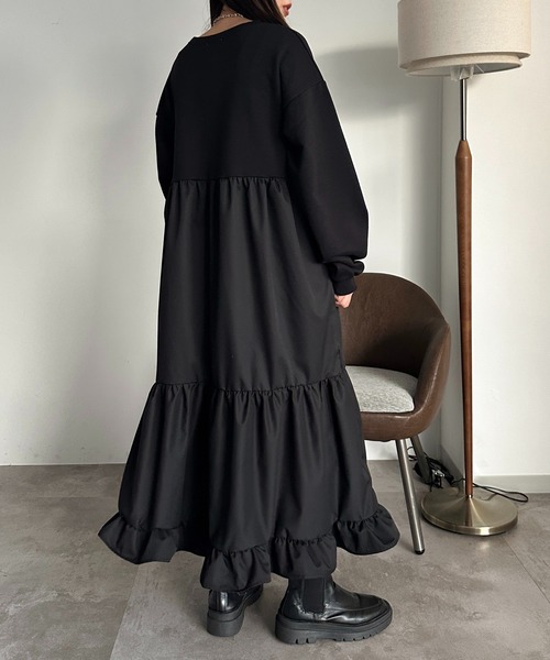 apres jour mignon(アプレジュールミニョン)の「リメイク風裏毛ワンピース【ZOZOTOWN限定アイテム】(ワンピース・レディース・ブラック/ブルー/ブラック系その他/ブラウン系その他・MEDIUM/X-LARGE/SMALL)」の11枚目の写真