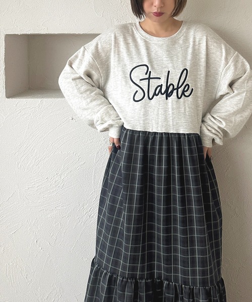 apres jour mignon(アプレジュールミニョン)の「リメイク風裏毛ワンピース【ZOZOTOWN限定アイテム】(ワンピース・レディース・ブラック/ブルー/ブラック系その他/ブラウン系その他・MEDIUM/X-LARGE/SMALL)」の14枚目の写真