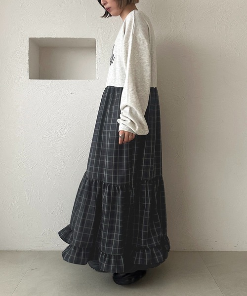 apres jour mignon(アプレジュールミニョン)の「リメイク風裏毛ワンピース【ZOZOTOWN限定アイテム】(ワンピース・レディース・ブラック/ブルー/ブラック系その他/ブラウン系その他・MEDIUM/X-LARGE/SMALL)」の19枚目の写真