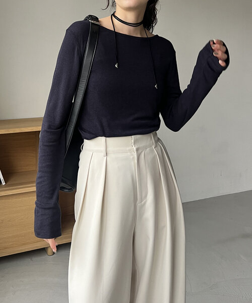 CAPRICIEUX LE'MAGE(カプリシューレマージュ)の「テンセルウールロンT(Tシャツ/カットソー・レディース・グレー/オフホワイト/ベージュ/ネイビー・FREE)」の15枚目の写真